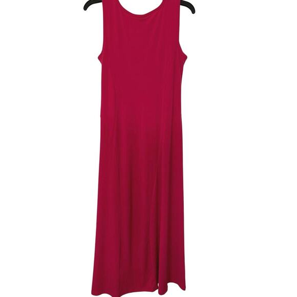 Susan Graver Liquid Knit Bright Pink A Line Midi Dress Summer Travel Size XS New - Picture 2 of 12